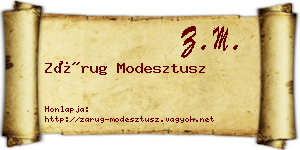 Zárug Modesztusz névjegykártya